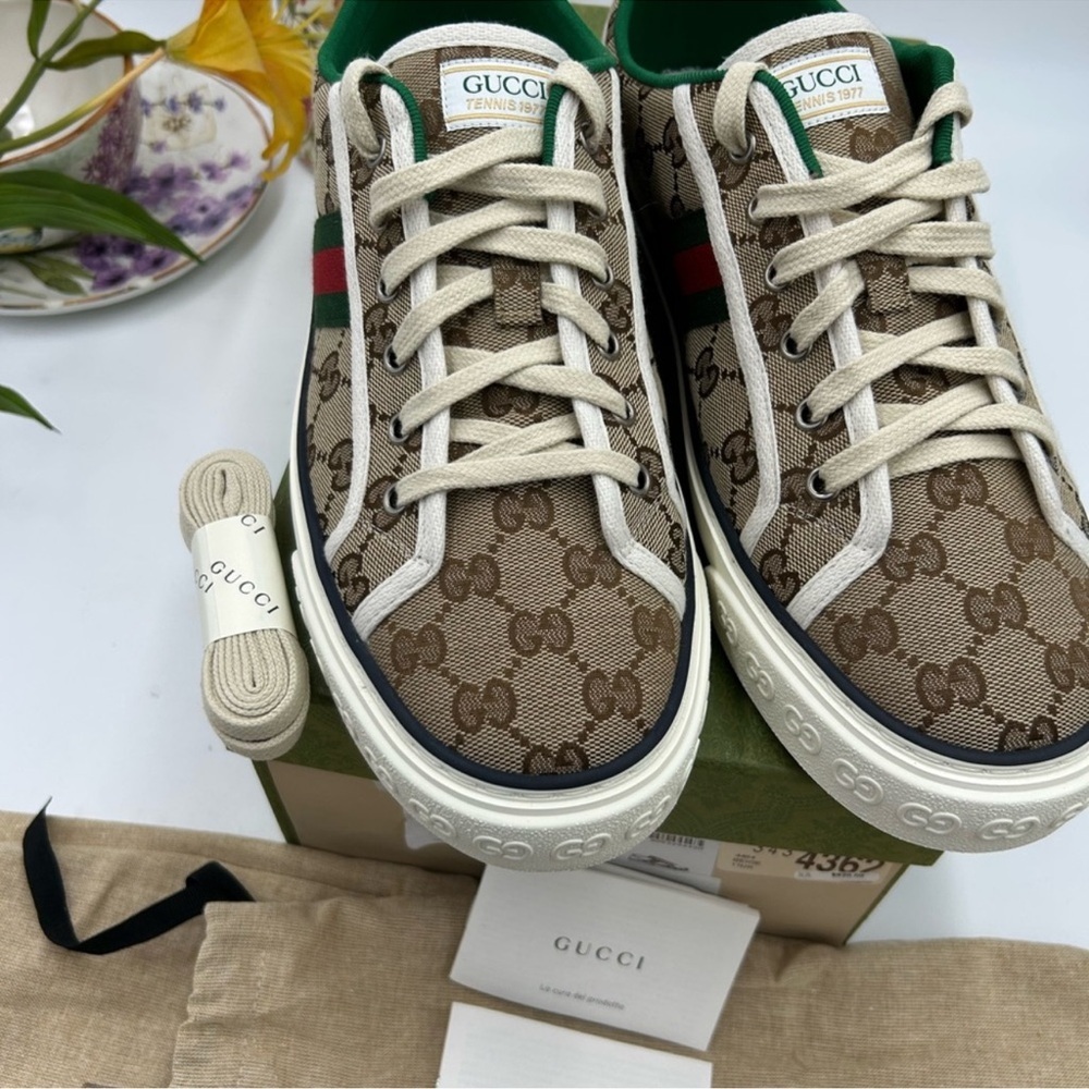 Men’s Gucci tennis 1977 low top sneakers size 11 fits 11.5 US made in Italy - Picture 3 of 9
